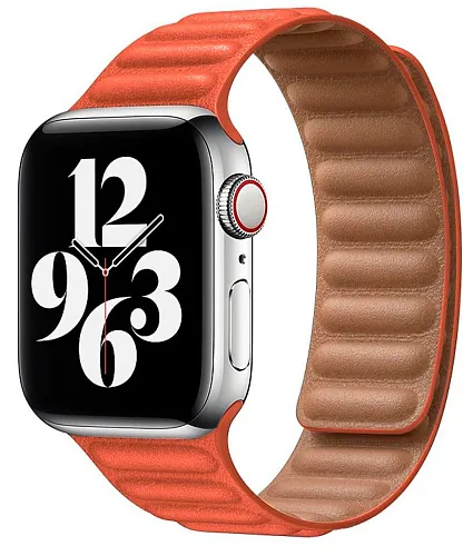 Ремешок из эко-кожи для Apple Watch 42/44/45 мм с магнитной застежкой, Orange 250_100_117701