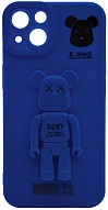 Силиконовый чехол для iPhone 14 Plus с 3D мишкой Синий 500_191_545326