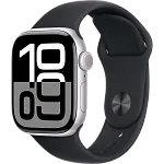 Часы Apple Watch Series 10 42mm Silver Aluminium Case GPS Sport Band Black M/L 250_100_639837