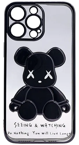 Чехол для iPhone 14 Pro прозрачный с 3D мишкой Черный 250_100_534121