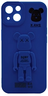 Силиконовый чехол для iPhone 14 с 3D мишкой Синий 500_191_545329