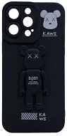 Силиконовый чехол для iPhone 14 Pro Max с 3D мишкой Черный 500_191_532451