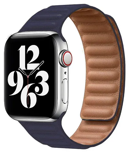 Ремешок из эко-кожи для Apple Watch 45 мм с магнитной застежкой, Dark Blue 250_100_117709