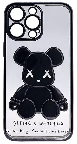 Чехол для iPhone 13 Pro прозрачный с 3D мишкой Черный 250_100_533508