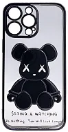Чехол для iPhone 13 Pro Max прозрачный с 3D мишкой Черный 500_191_533448