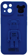 Силиконовый чехол для iPhone 13 с 3D мишкой Синий 500_191_578122