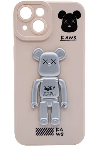 Силиконовый чехол для iPhone 13 с 3D мишкой Белый 250_100_121860