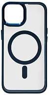 Чехол прозрачный с цветным бортиком MagSafe iPhone 14 Pro Max Синий 500_191_762194
