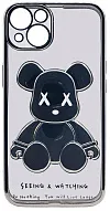 Чехол для iPhone 14 Plus прозрачный с 3D мишкой Серебристый 500_191_533772