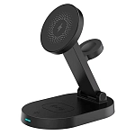 Подставка с подсветкой 4 в 1 Magnetic Wireless Charger для iPhone Black 250_100_630325