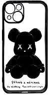 Чехол для iPhone 13 прозрачный с 3D мишкой Черный 500_191_533568