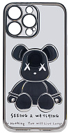 Чехол для iPhone 13 Pro Max прозрачный с 3D мишкой Серебристый 500_191_533438