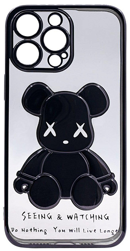 Чехол для iPhone 13 Pro Max прозрачный с 3D мишкой Черный 250_100_533448